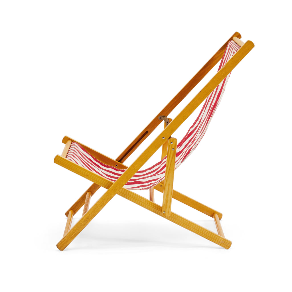 Red and White Striped Folding Chair