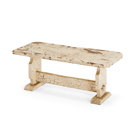 Off-white Distressed Painted Bench