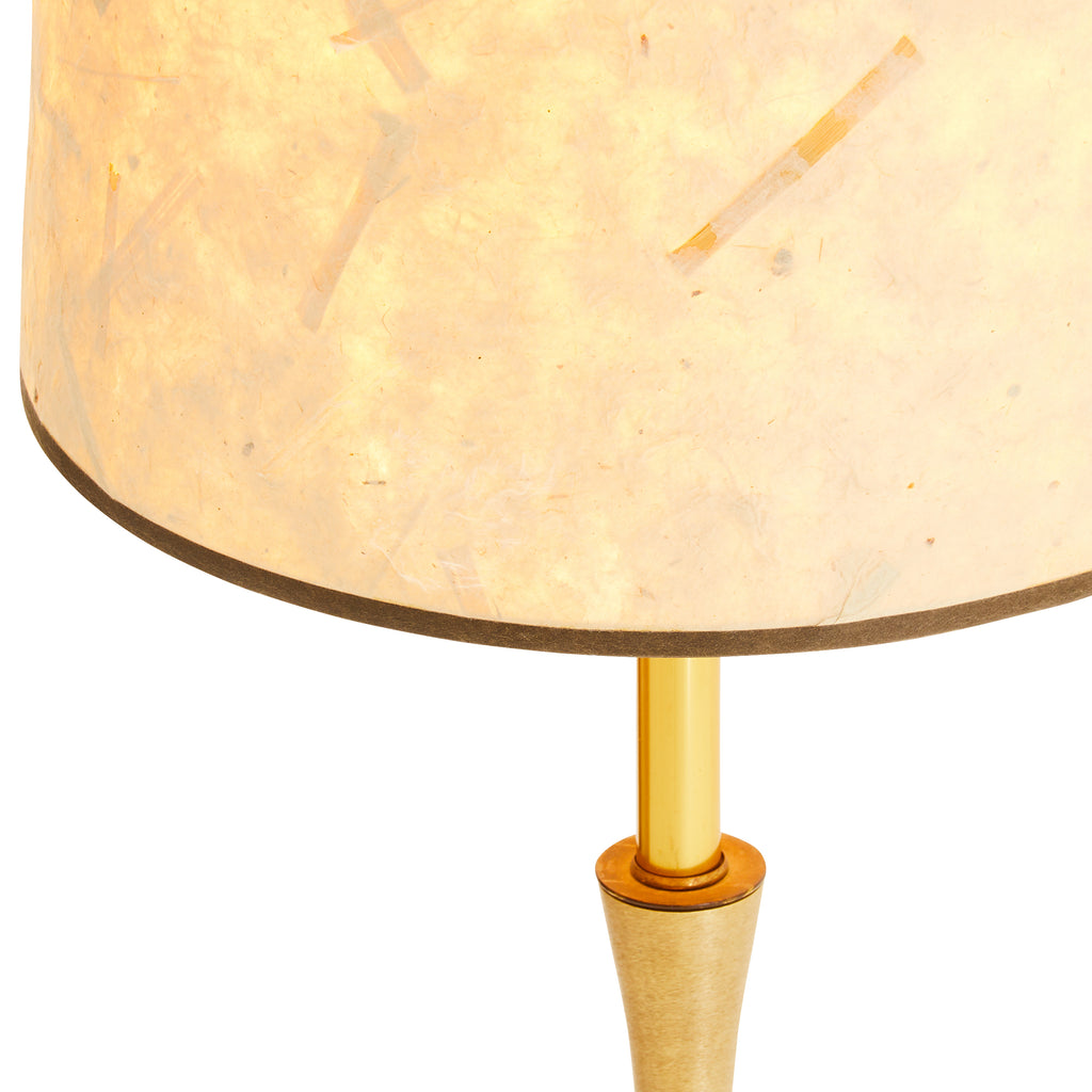 Brass Table Lamp with Carved Wood Base