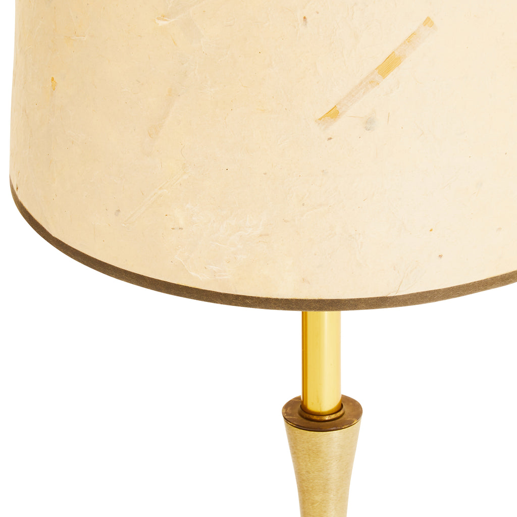 Brass Table Lamp with Carved Wood Base