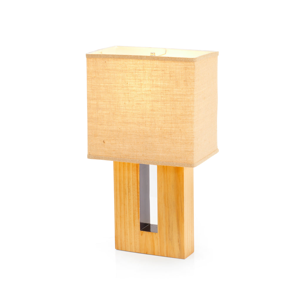 Cut Out Wood Block Table Lamp