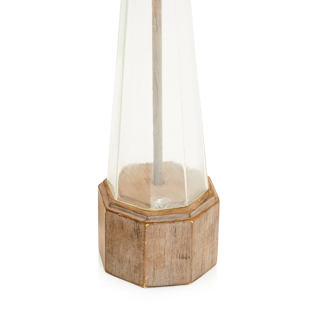 Clear Glass Table Lamp with Wood Base