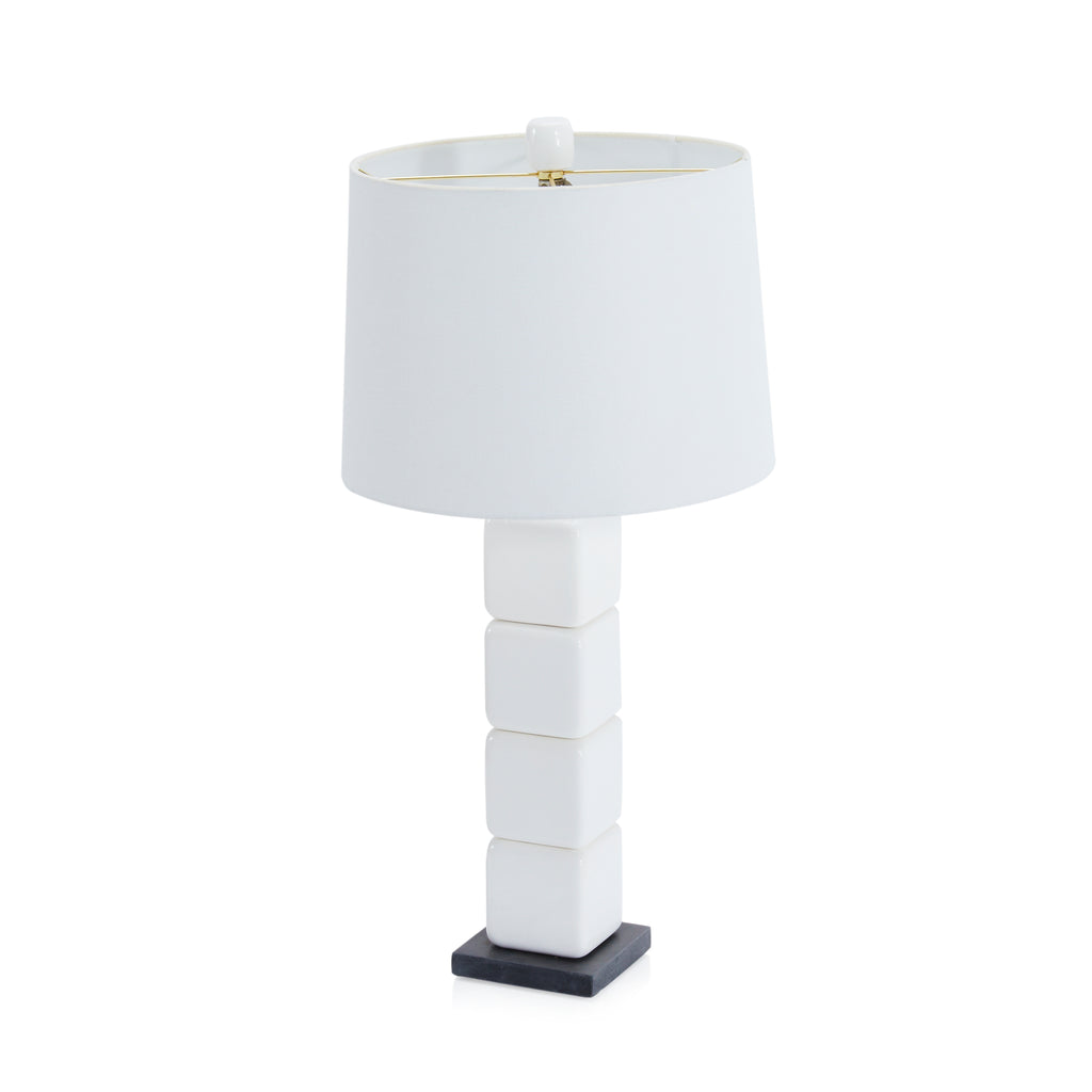 White Stacked Cube Table Lamp