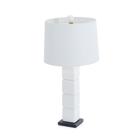 White Stacked Cube Table Lamp