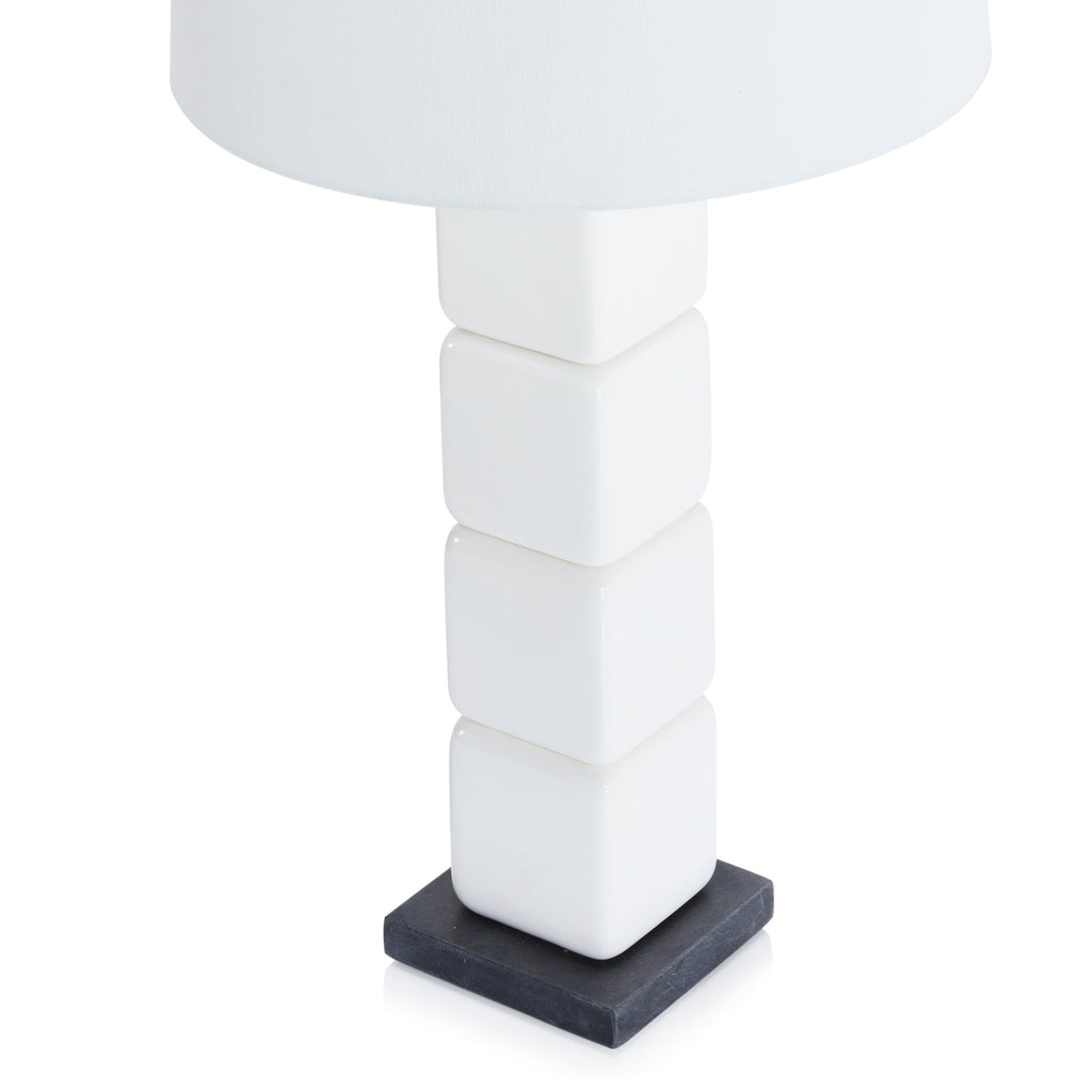 White Stacked Cube Table Lamp