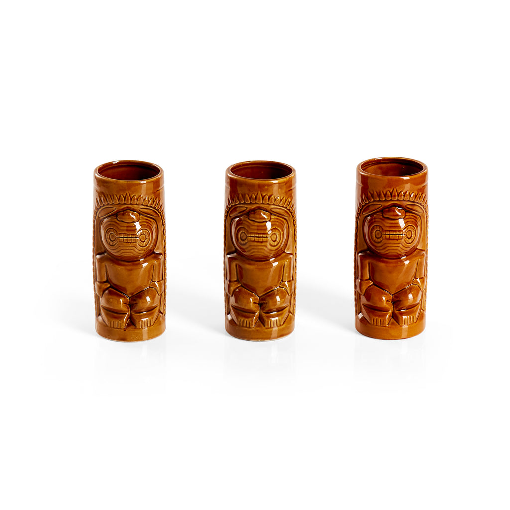 Brown Tiki Men Ceramic Cup Set