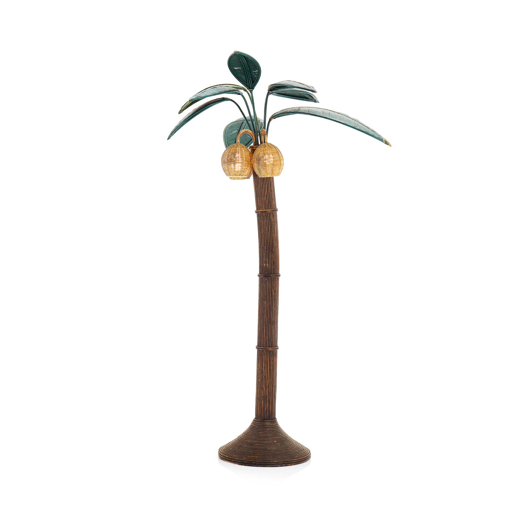Rattan Palm Tree Floor Lamp - Dark
