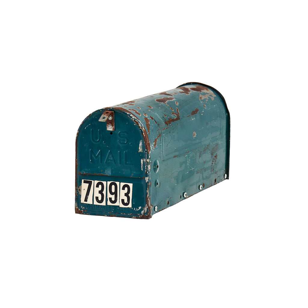 Blue Rusted Mailbox