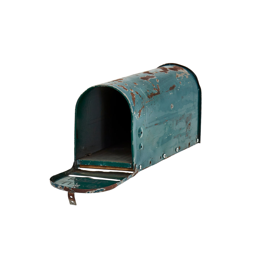 Blue Rusted Mailbox