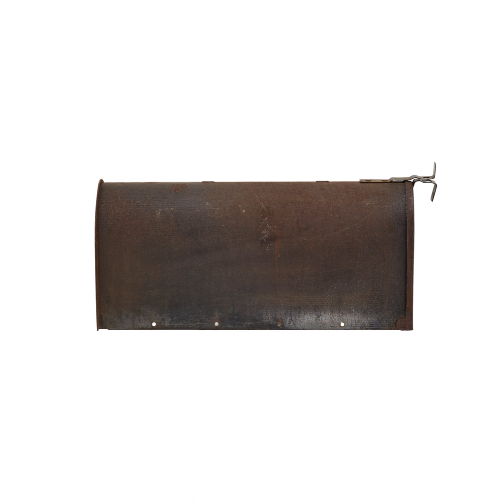 Weathered Black Metal Post Mount Mail Box