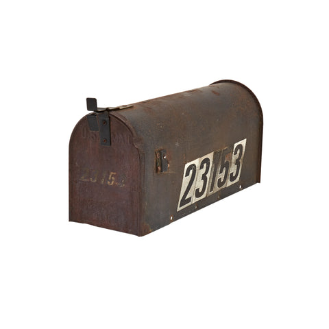 Weathered Black Metal Post Mount Mail Box