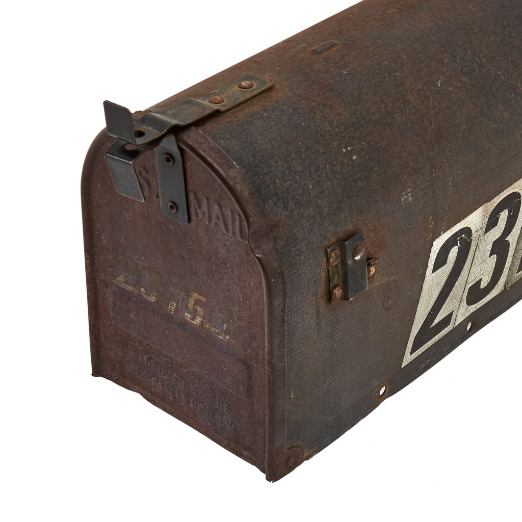 Weathered Black Metal Post Mount Mail Box