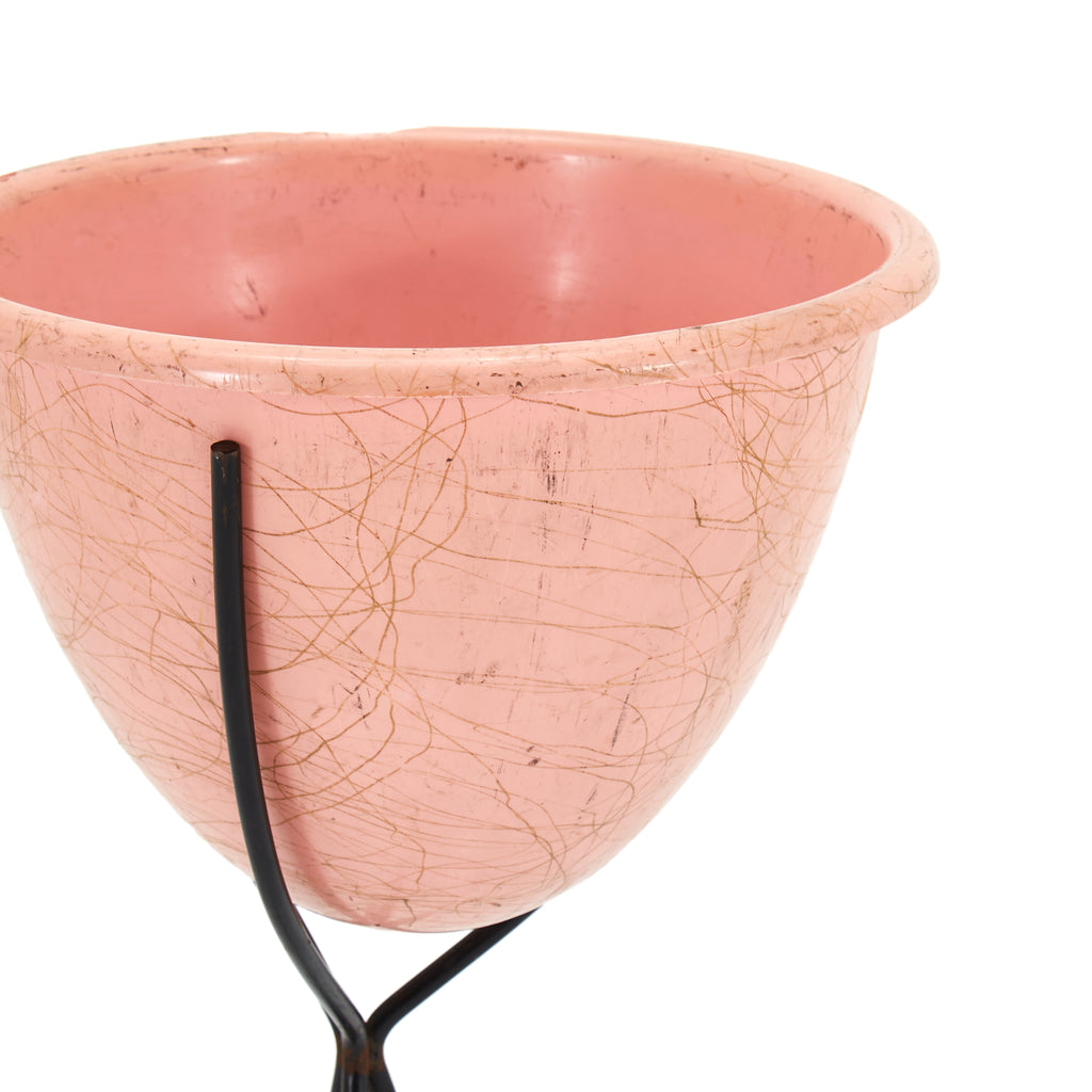 Pink Fiberglass Tripod Planter