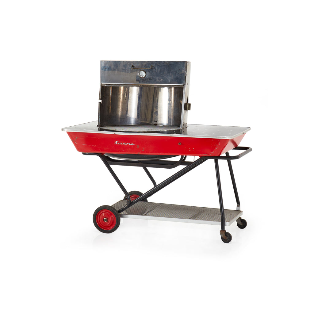 Red and Black Electric Grill on Cart