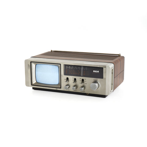 Silver & Faux Wood RCA Television / Radio