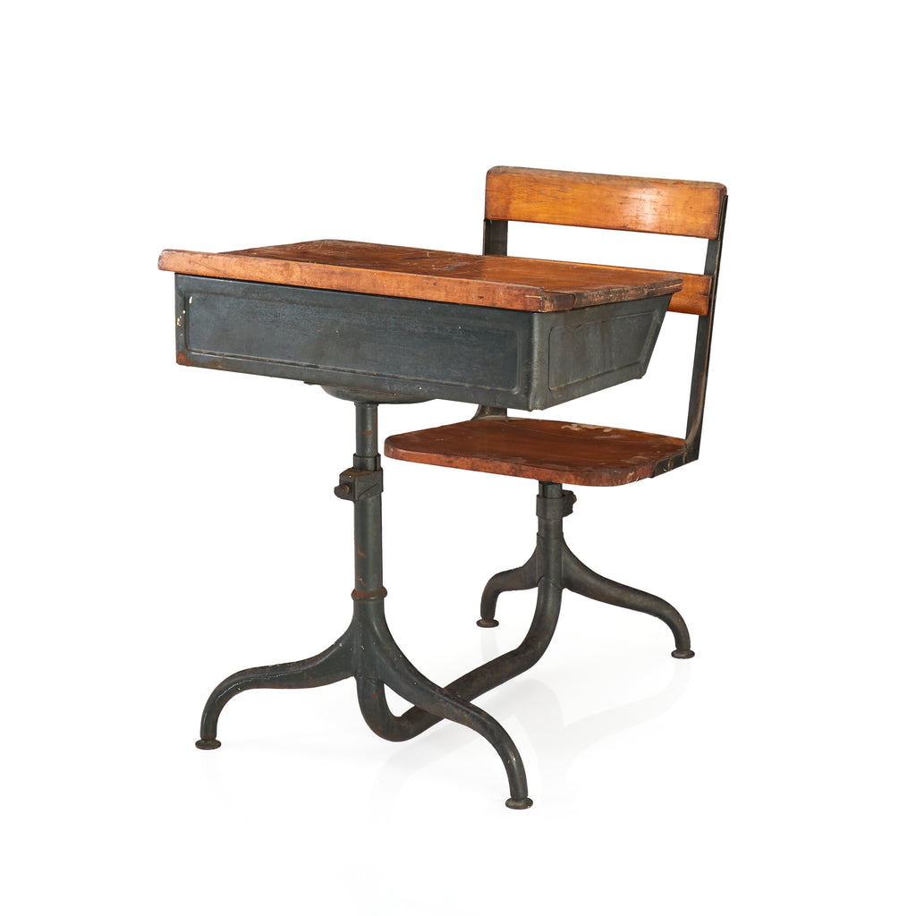 Wood & Steel Antique Classroom Desk
