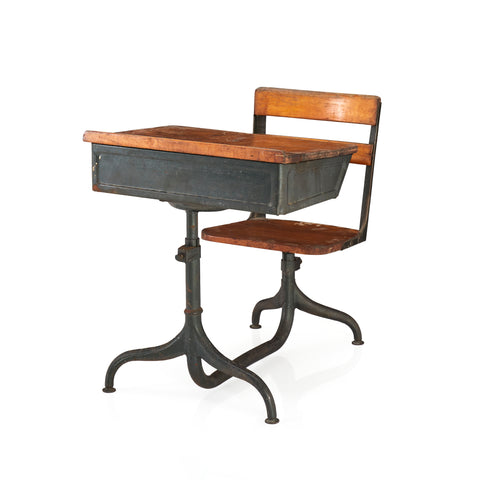 Wood & Steel Antique Classroom Desk