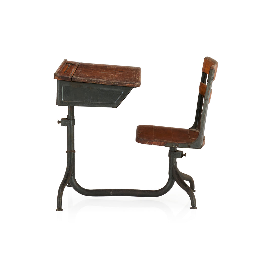 Wood & Steel Antique Classroom Desk