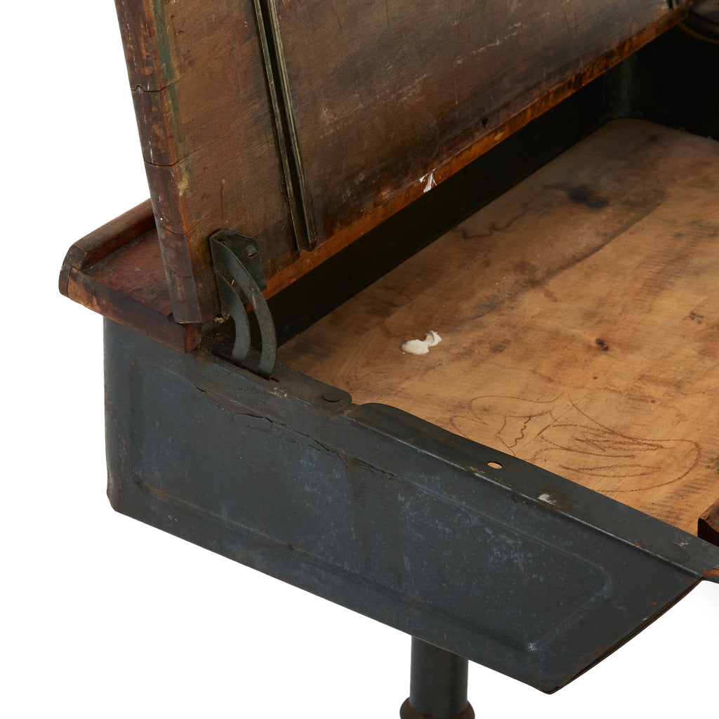 Wood & Steel Antique Classroom Desk
