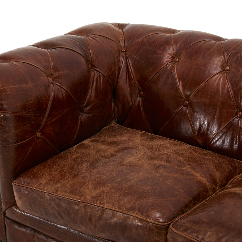 Brown Leather Chesterfield Love Seat