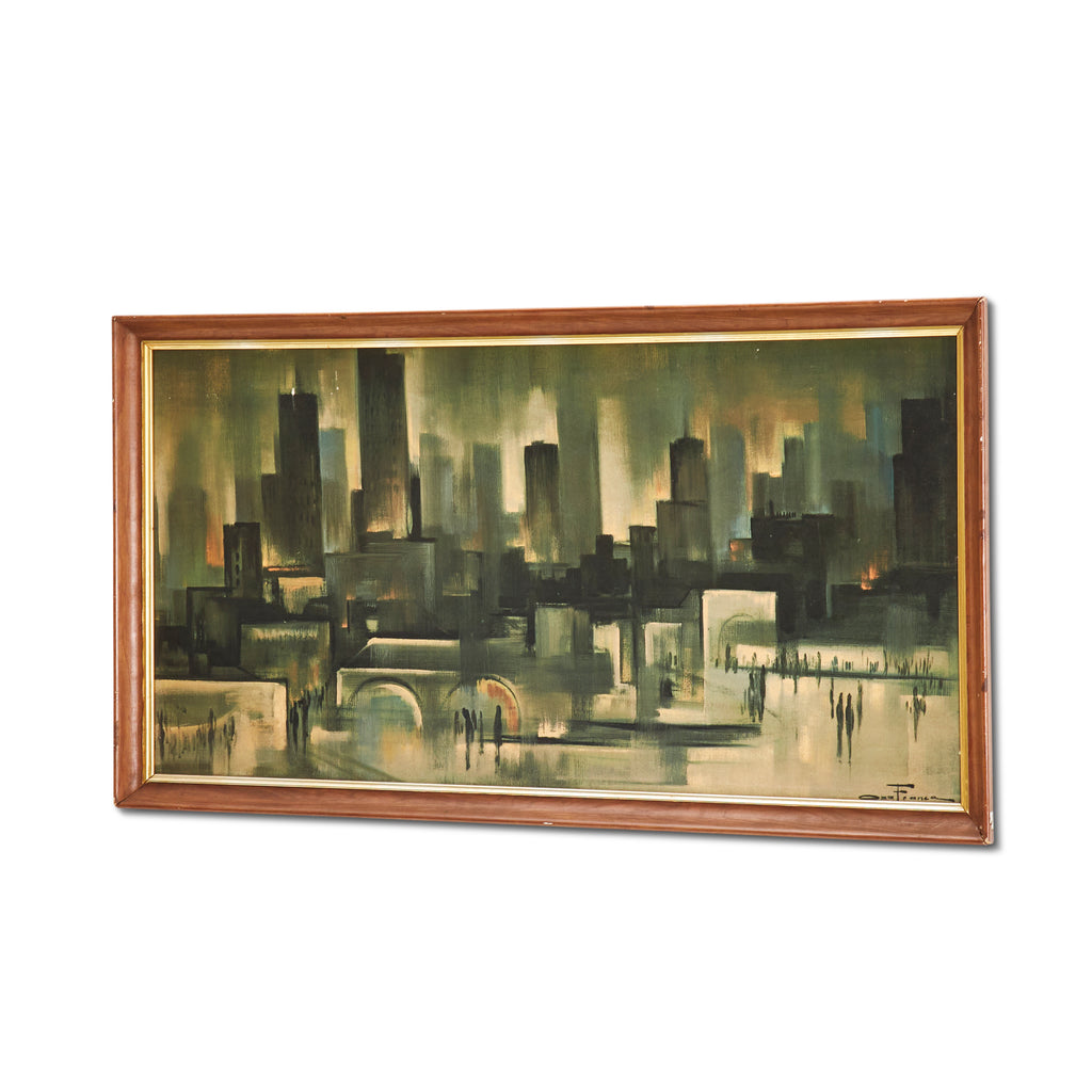 Busy Downtown Cityscape Painting