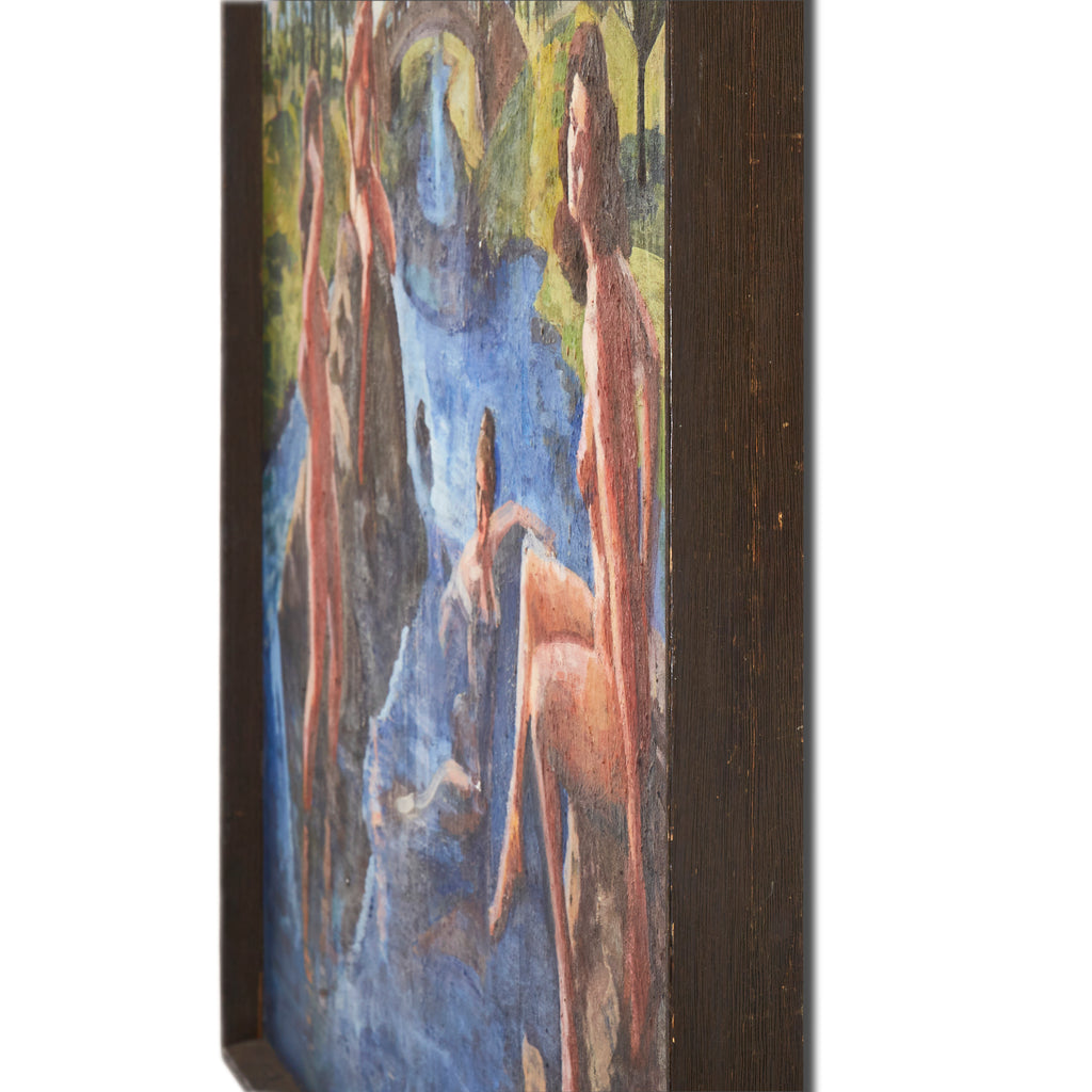 Naked Women Bathing in Stream Painting