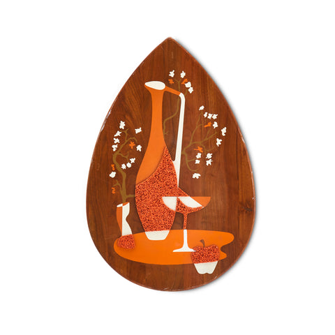 Textured Red and White Almond-Shaped Wall Art C
