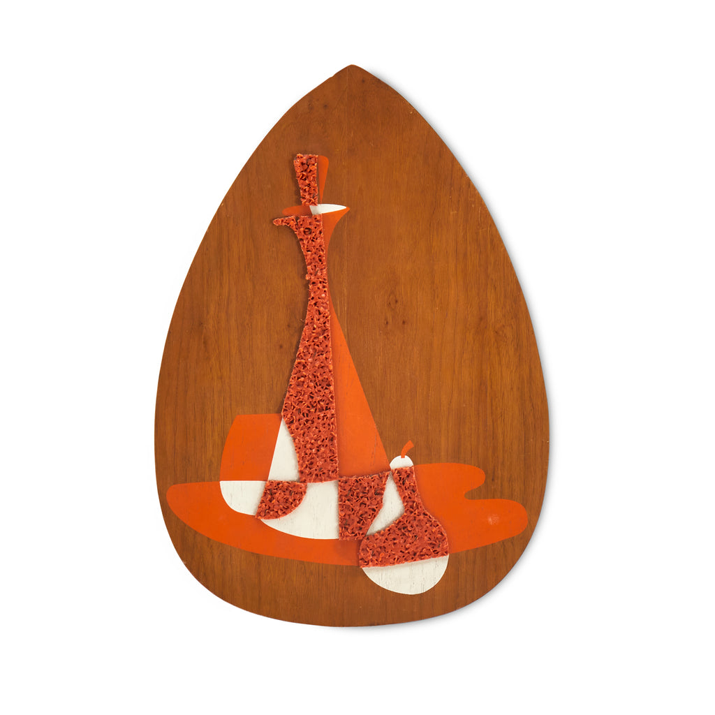 Textured Red and White Almond-Shaped Wall Art - Small C