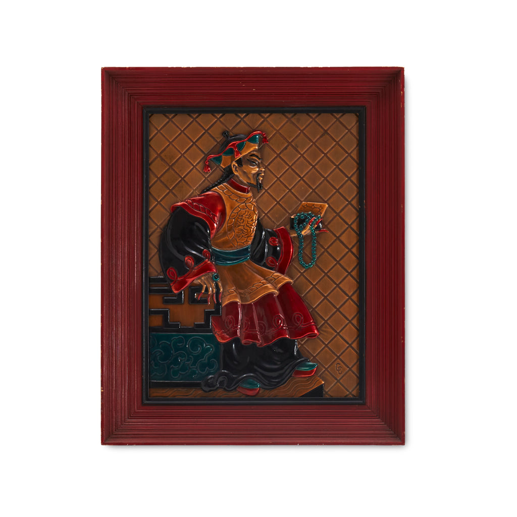 Pair of Red and Gold Asian Warriors Art