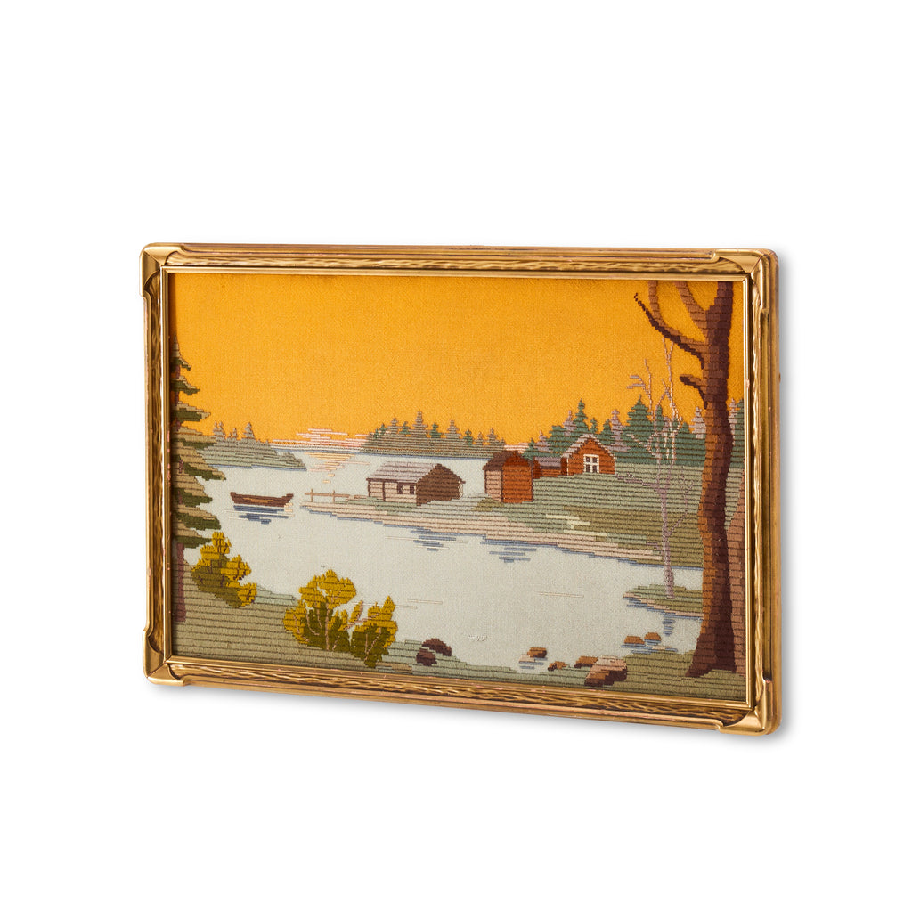 1165 (A+D) Needlepoint Cabin on Lake