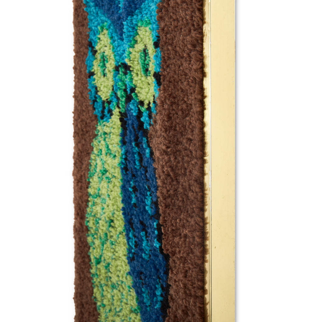 Blue & Brown Needlepoint Shag Owl Artwork