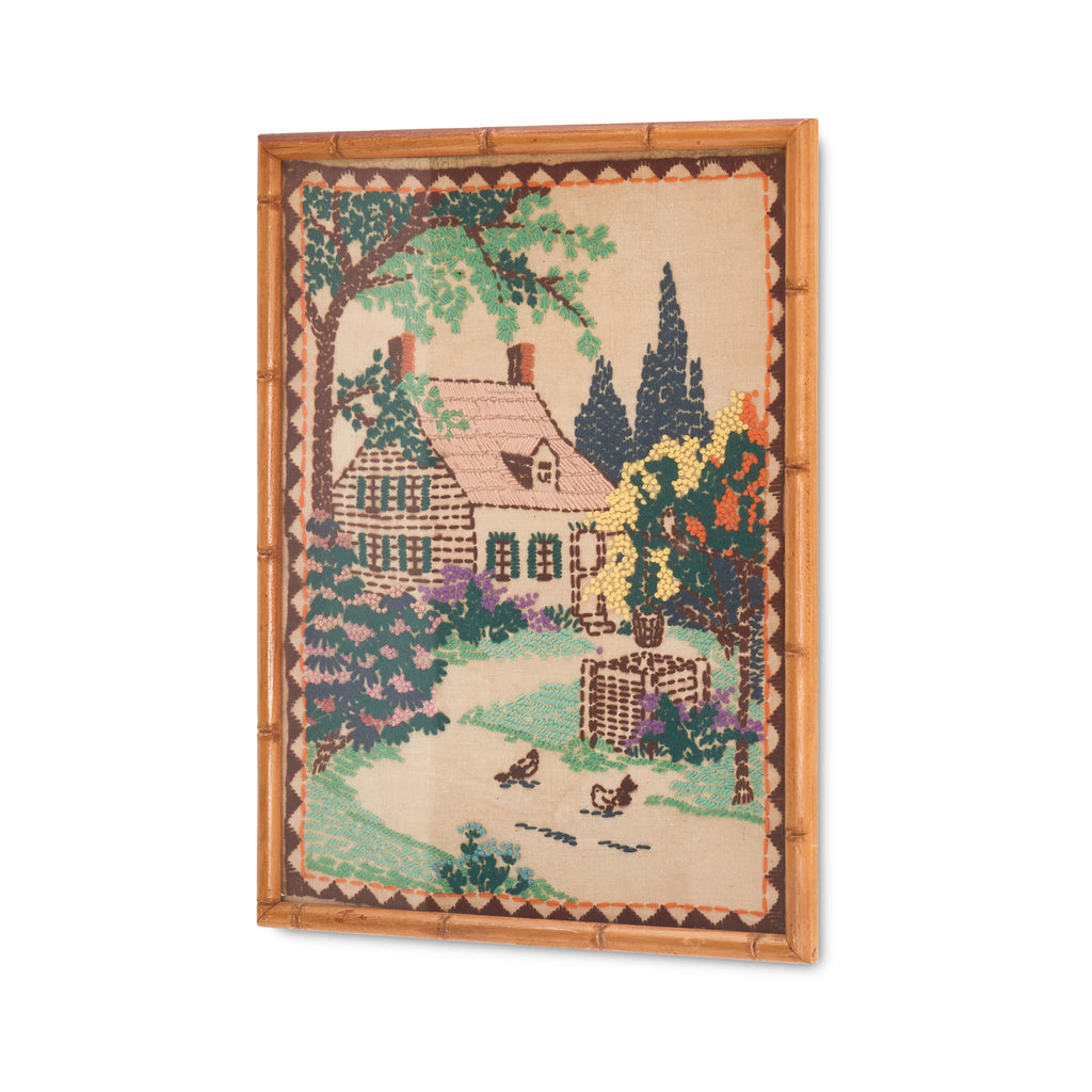 Brown & Green Farmhouse Pastoral Embroidery Artwork (A+D)