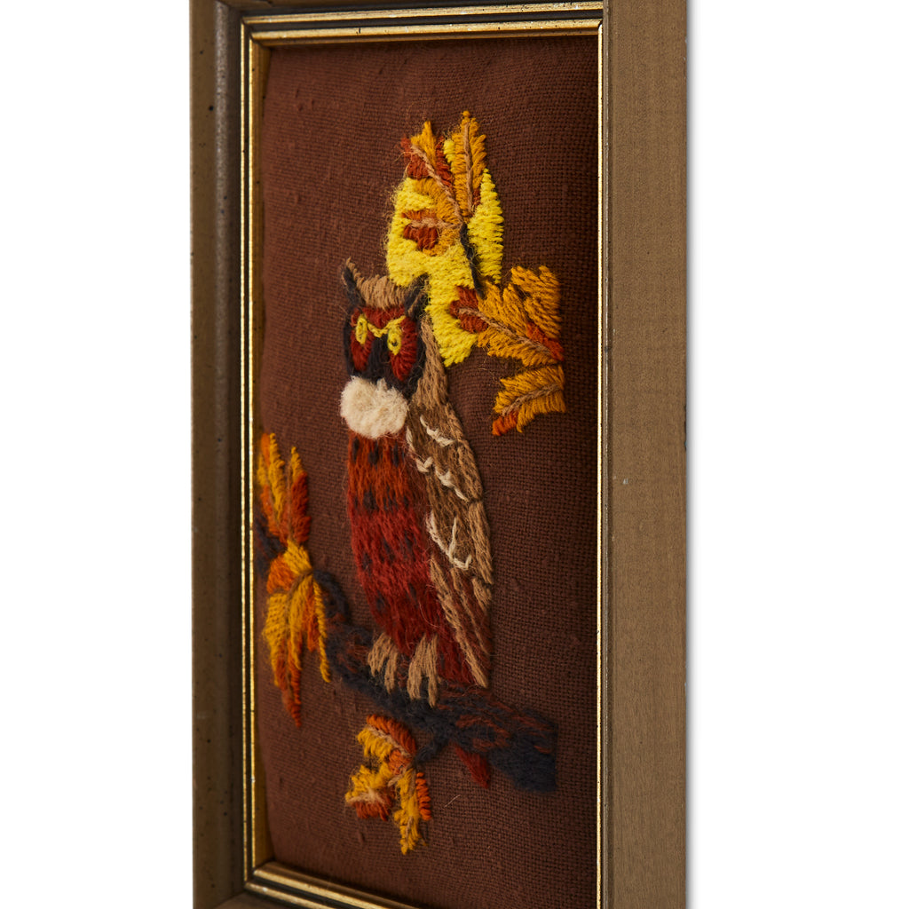 Brown and Orange Needlepoint Owl (A+D)