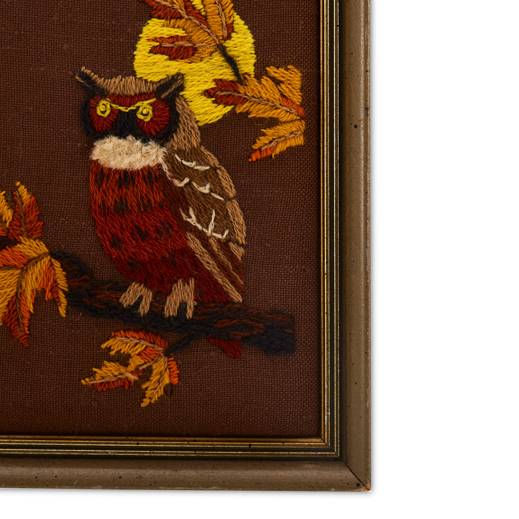 Brown and Orange Needlepoint Owl (A+D)
