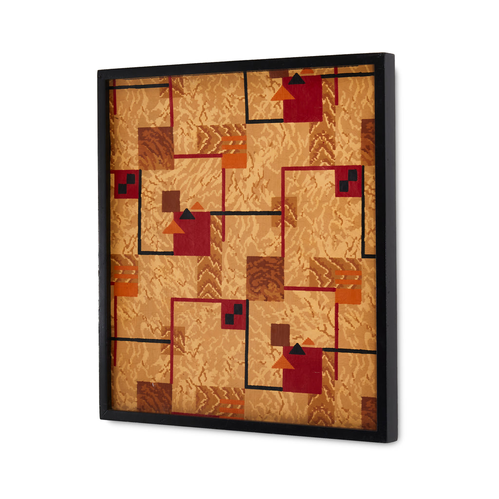 Red and Gold Abstract Framed Patchwork Print #4