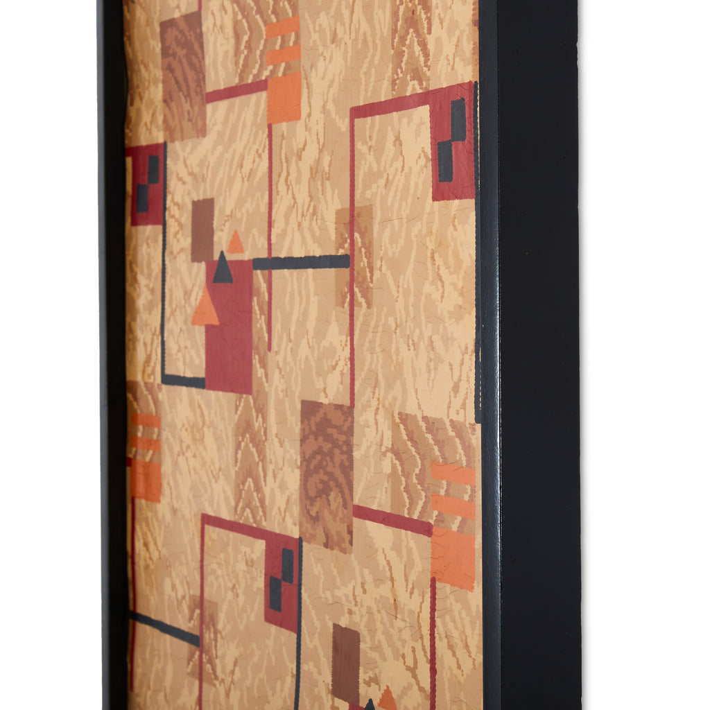 Red and Gold Abstract Framed Patchwork Print #4