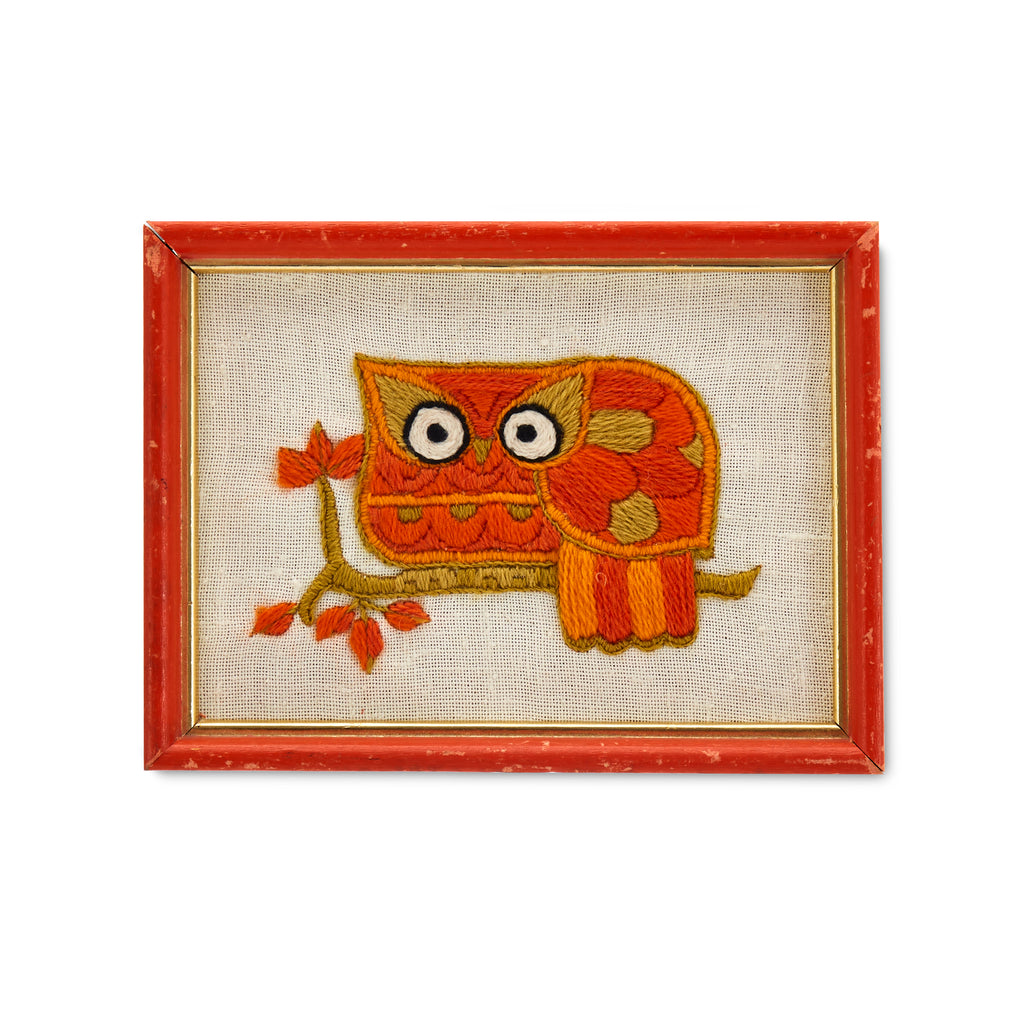 0003 (A+D) Needlepoint Orange Owl