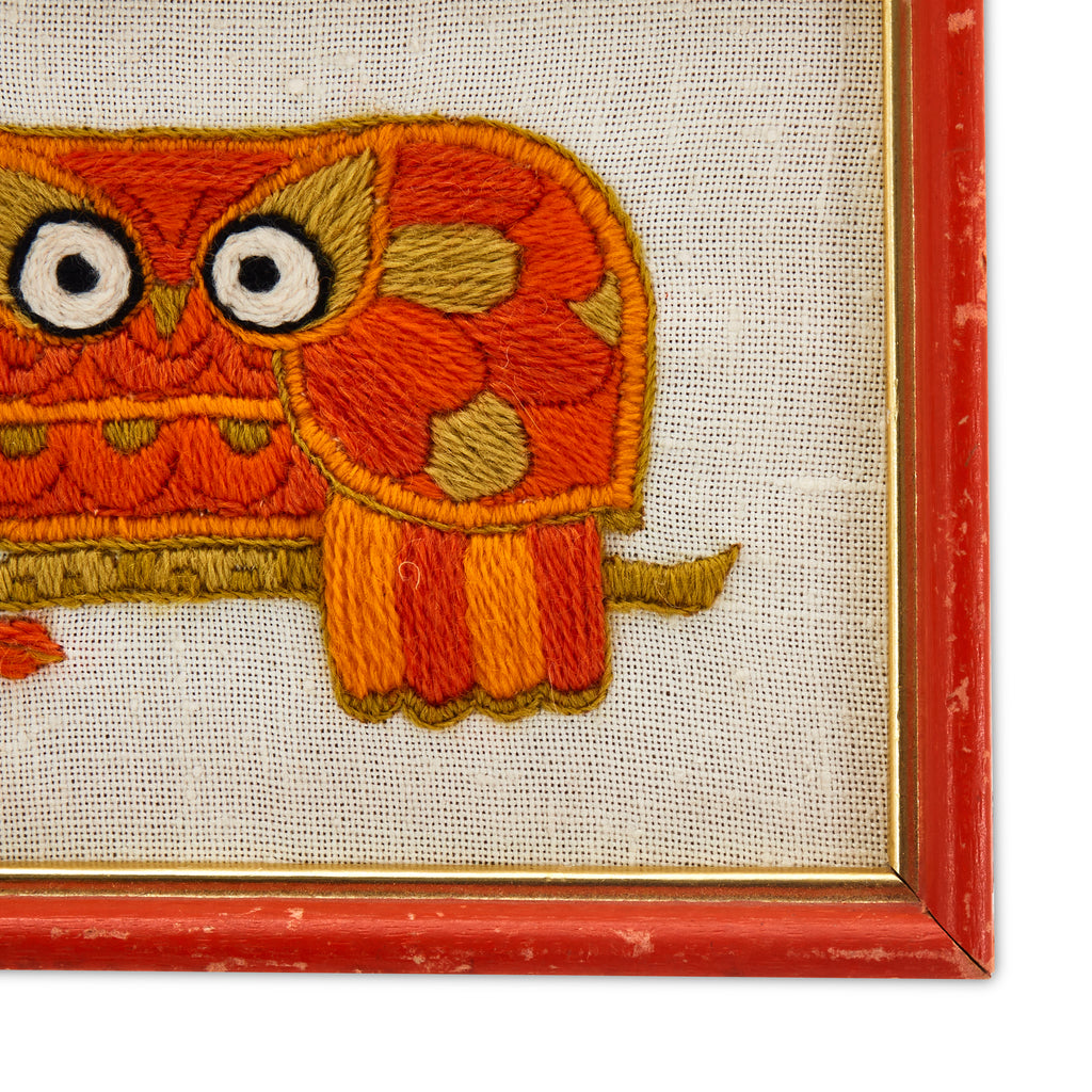 0003 (A+D) Needlepoint Orange Owl