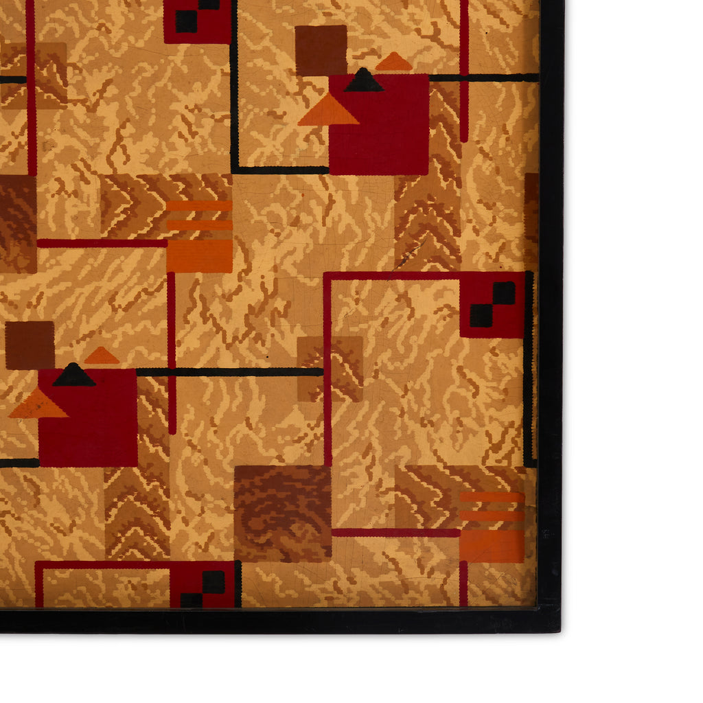 Red and Gold Abstract Framed Patchwork Print #2