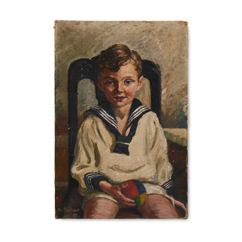 Child with Ball Painting on Canvas