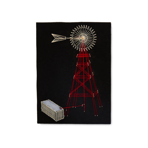Vintage Wind Mill String Art on Black Felt