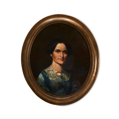 Gold Framed Round Female Portrait