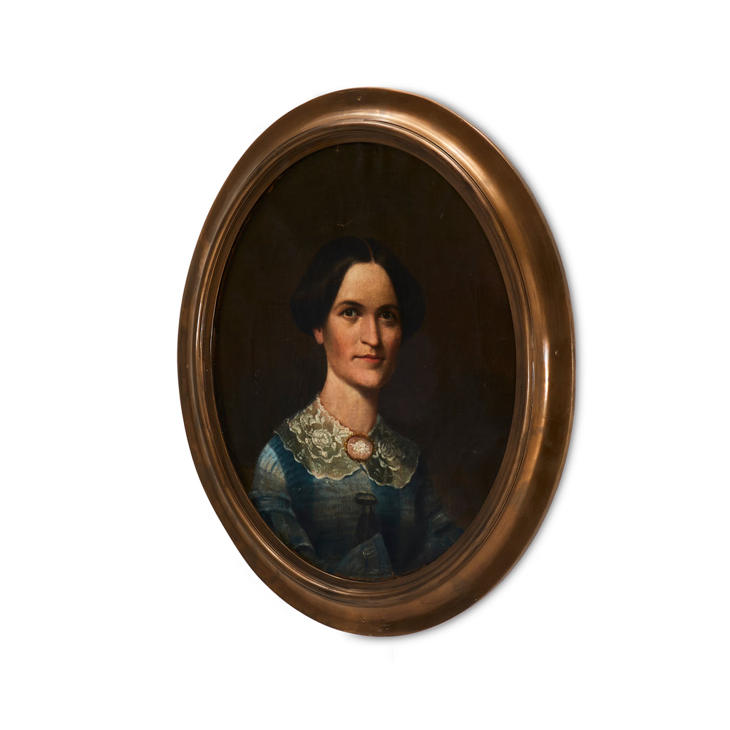 Gold Framed Round Female Portrait