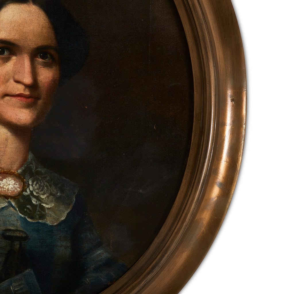 Gold Framed Round Female Portrait