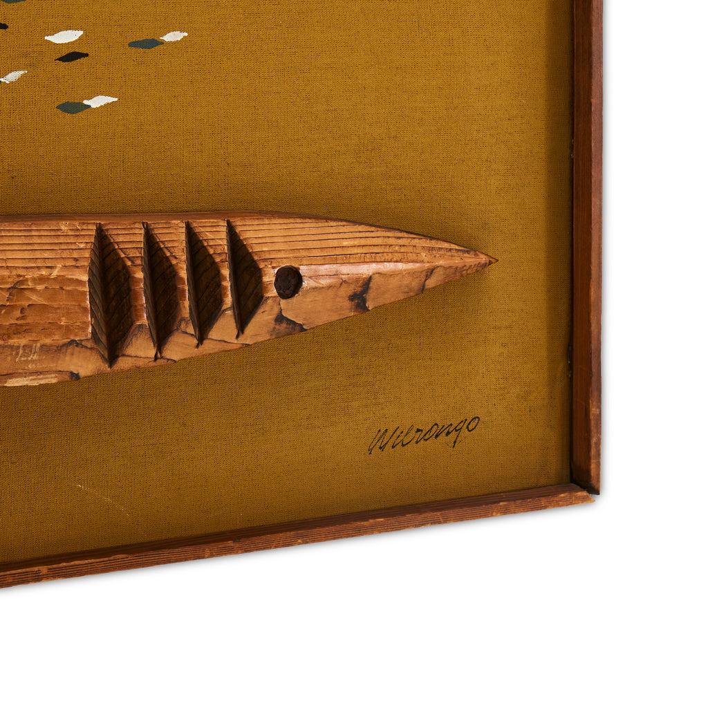 Mid Century Wood Boat Art