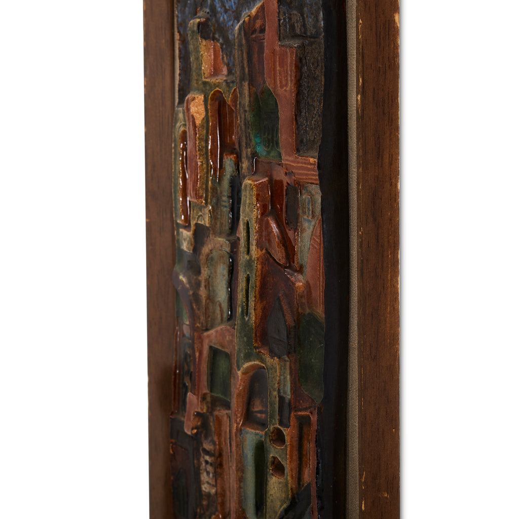 Painted Ceramic City Tile Art