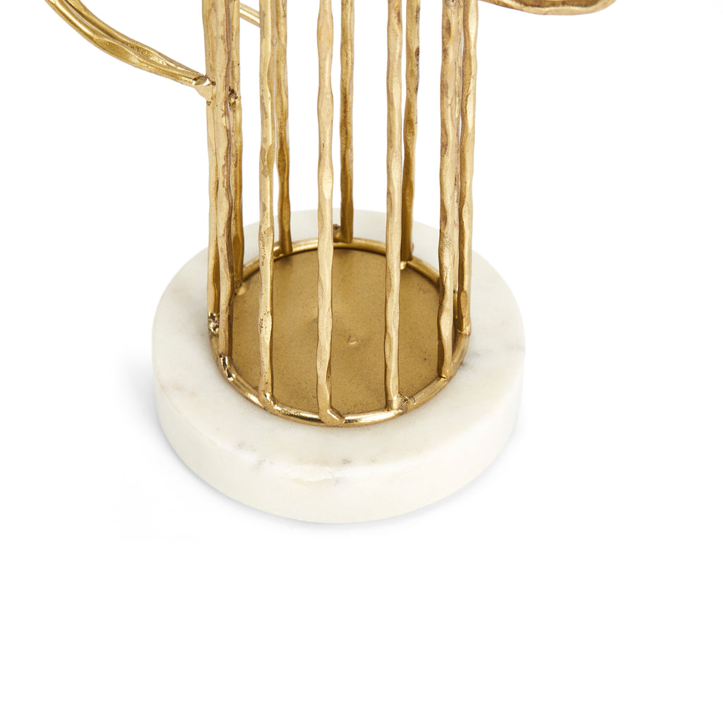 Gold Cactus with Faux Marble Base