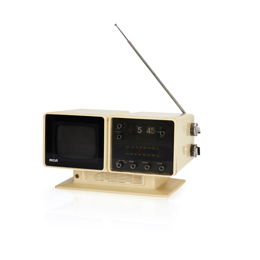 Cream RCA Portable Television Clock Combo