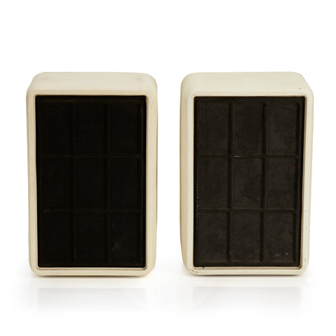 Cream and Black Rectangle Speakers