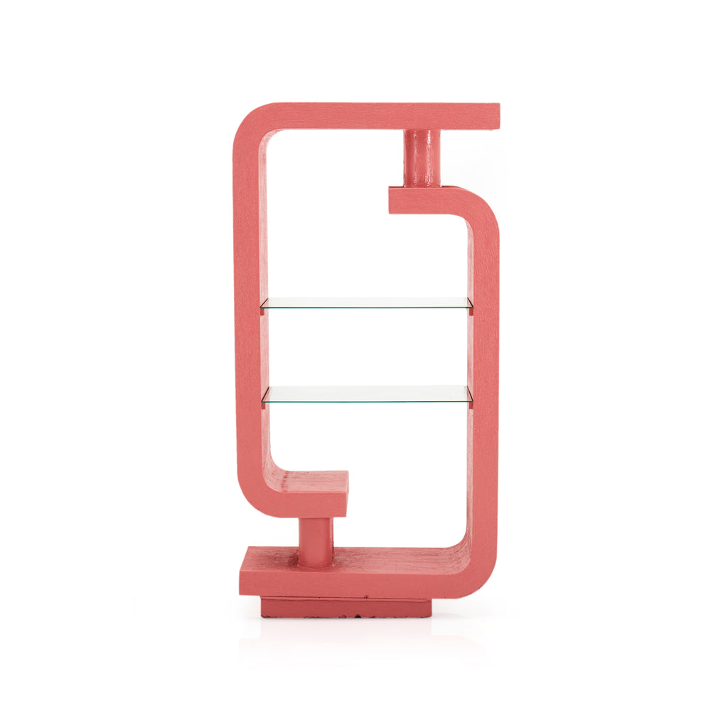 Pink Shelving Unit with Glass Shelves